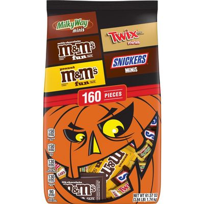 M&M'S, SNICKERS, TWIX & MILKY WAY Halloween Candy, Fun Size and Mini Halloween Chocolate Candy Bulk Variety Pack, 160 Ct Bag