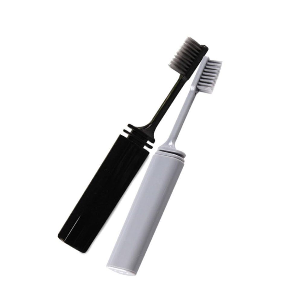 UTHCLO 2pcs Travel Toothbrush Folding Portable Toothbrushes Bamboo Bristles Personal Care