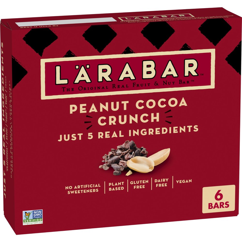 Larabar Peanut Cocoa Crunch, Fruit and Nut Bars, Gluten Free and Vegan, 6 Ct, 9.6 oz