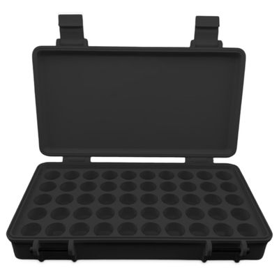Planitia Corp. 3D Printed Vial Storage Case - Waterproof 3ml Vial Storage Case with 50 Slots - Freezer Safe Hard Shell Essential Oil Case for Home, Fridge, Travel, 16mm Max Diameter, 35mm Max Height