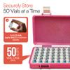 Planitia Corp. 3D Printed Vial Storage Case - Waterproof 3ml Vial Storage Case with 50 Slots - Freezer Safe Hard Shell Essential Oil Case for Home, Fridge, Travel, 16mm Max Diameter, 35mm Max Height view 3