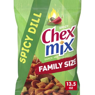 Chex Mix Spicy Dill Snack Mix, Savory Snack Bag, Family Size, 13.5 oz