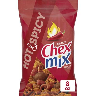 Chex Mix Hot and Spicy Snack Mix, Savory Snack Bag, 8 oz