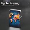 Abstract World Map Lighter Case Cover, Personalized Graffiti Lighter Sleeve, Double-Sided Vintage Metal Protector view 4