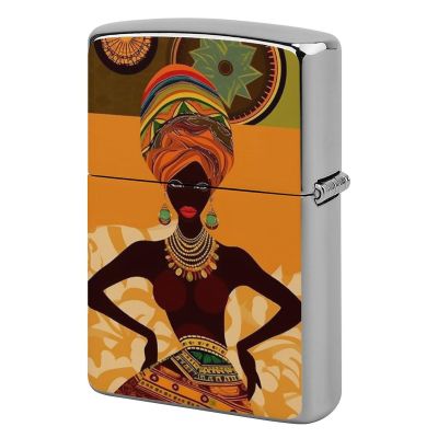 African Woman Lighter Case Cover, Personalized Graffiti Lighter Sleeve, Double-Sided Vintage Metal Protector