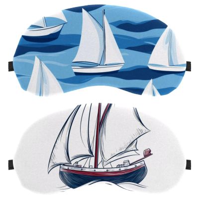 2 Pack Sleep Eye Mask for Women Men, Soft Breathable Eye Cove No Pressure Blackout Night Blindfold for Sleeping Light Blocking with Adjustable Strap, Sailboat Print