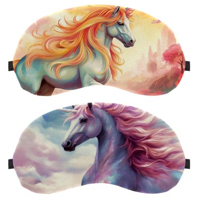 2 Pack Sleep Eye Mask for Women Men, Soft Breathable Eye Cove No Pressure Blackout Night Blindfold for Sleeping Light Blocking with Adjustable Strap, Sky Unicorn