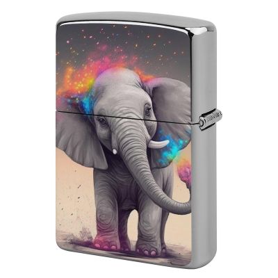Animal Cartoon Elephant Lighter Case Cover, Personalized Graffiti Lighter Sleeve, Double-Sided Vintage Metal Protector
