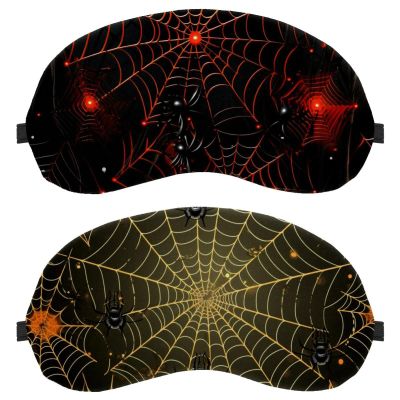 2 Pack Sleep Eye Mask for Women Men, Soft Breathable Eye Cove No Pressure Blackout Night Blindfold for Sleeping Light Blocking with Adjustable Strap, Halloween Spider Web G