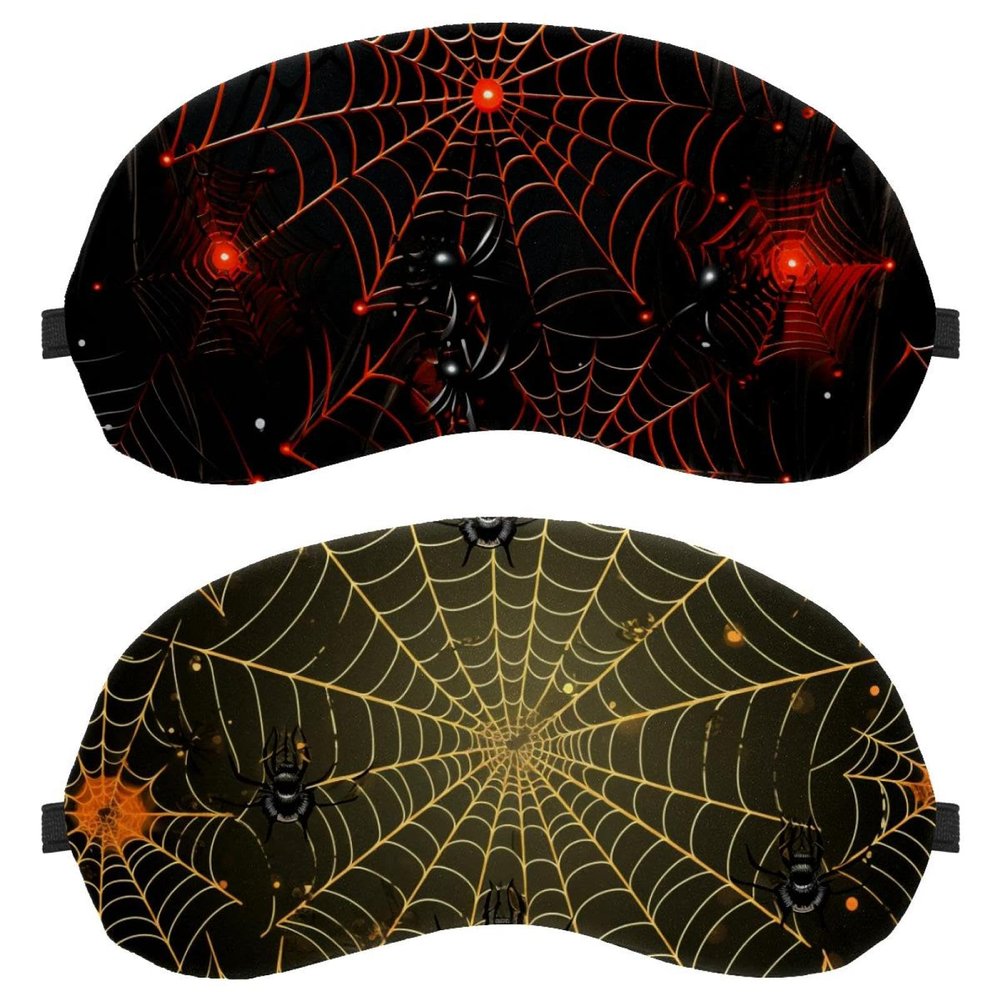 2 Pack Sleep Eye Mask for Women Men, Soft Breathable Eye Cove No Pressure Blackout Night Blindfold for Sleeping Light Blocking with Adjustable Strap, Halloween Spider Web G