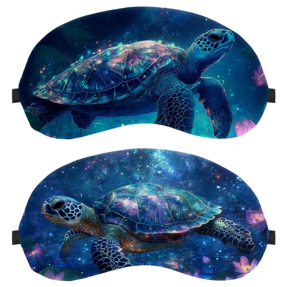 2 Pack Sleep Eye Mask for Women Men, Soft Breathable Eye Cove No Pressure Blackout Night Blindfold for Sleeping Light Blocking with Adjustable Strap, Starry Sky Turtle Lotus