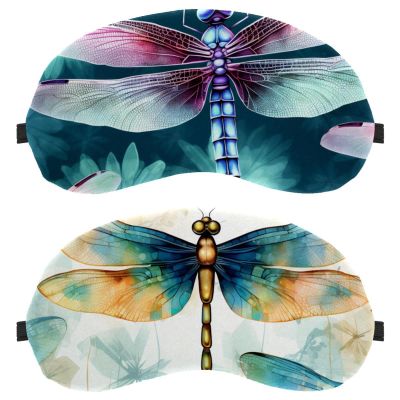 2 Pack Sleep Eye Mask for Women Men, Soft Breathable Eye Cove No Pressure Blackout Night Blindfold for Sleeping Light Blocking with Adjustable Strap, Fancy Dragonflies K