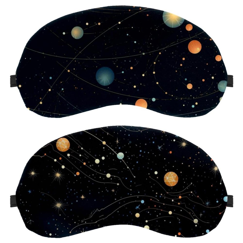 2 Pack Sleep Eye Mask for Women Men, Soft Breathable Eye Cove No Pressure Blackout Night Blindfold for Sleeping Light Blocking with Adjustable Strap, Constellations R