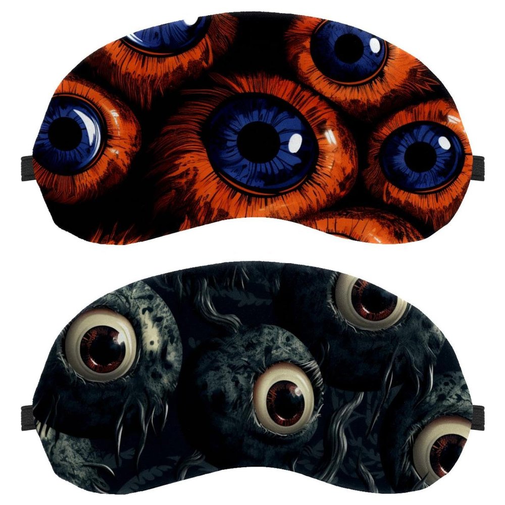 2 Pack Sleep Eye Mask for Women Men, Soft Breathable Eye Cove No Pressure Blackout Night Blindfold for Sleeping Light Blocking with Adjustable Strap, Halloween Horror Eyeballs G
