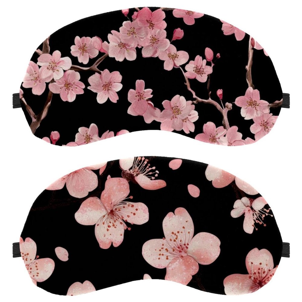 2 Pack Sleep Eye Mask for Women Men, Soft Breathable Eye Cove No Pressure Blackout Night Blindfold for Sleeping Light Blocking with Adjustable Strap, Pink Flowers Printing