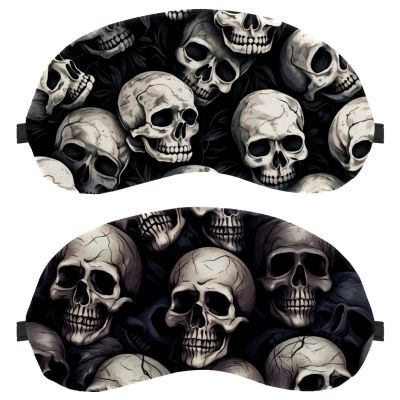 2 Pack Sleep Eye Mask for Women Men, Soft Breathable Eye Cove No Pressure Blackout Night Blindfold for Sleeping Light Blocking with Adjustable Strap, Skull K