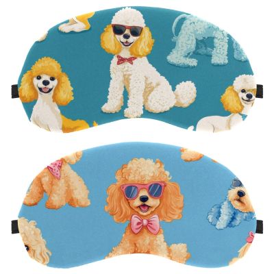 2 Pack Sleep Eye Mask for Women Men, Soft Breathable Eye Cove No Pressure Blackout Night Blindfold for Sleeping Light Blocking with Adjustable Strap, Lovely Bow Poodles