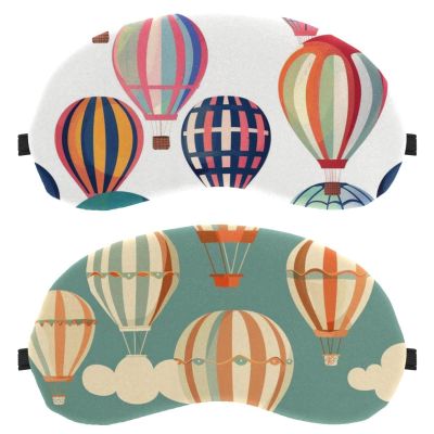 2 Pack Sleep Eye Mask for Women Men, Soft Breathable Eye Cove No Pressure Blackout Night Blindfold for Sleeping Light Blocking with Adjustable Strap, Hot Air Balloon Print
