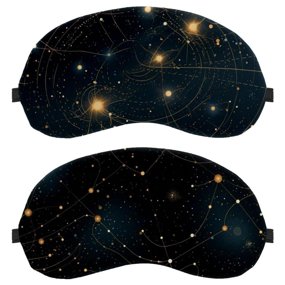 2 Pack Sleep Eye Mask for Women Men, Soft Breathable Eye Cove No Pressure Blackout Night Blindfold for Sleeping Light Blocking with Adjustable Strap, Constellations K