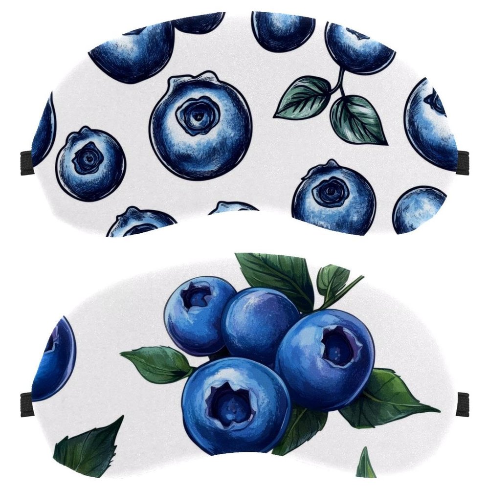 2 Pack Sleep Eye Mask for Women Men, Soft Breathable Eye Cove No Pressure Blackout Night Blindfold for Sleeping Light Blocking with Adjustable Strap, Fresh Blueberry Leaves