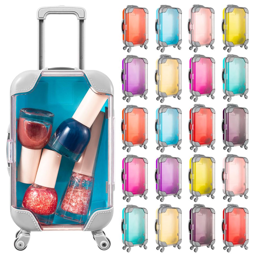 Mini Suitcase Party Favor Box 8.66 x 3.54 x 1.77 Inches Plastic Mini Luggage Party Favor Box, 20 Pcs Cute Doll Suitcase for Birthday Wedding Travel Bachelorette Eyelashes Storage Over 12 Years Old