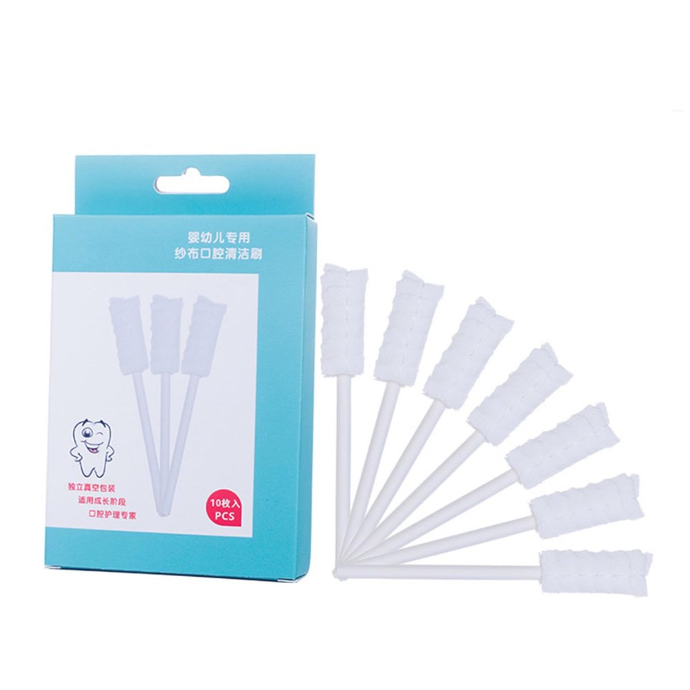 FRCOLOR Baby Teething Oral Care Brush Set 10pcs Gauze Baby Mouth Cleaning Brush Safe and Gentle for Newborn
