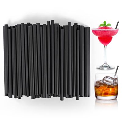 [100 Pcs] Black Biodegradable Cocktail Short Straws - 5.12 Inch Disposable Compostable PLA Plant Based Drinking Straws for Whiskey Bar Club Cocktail Cold Drinks