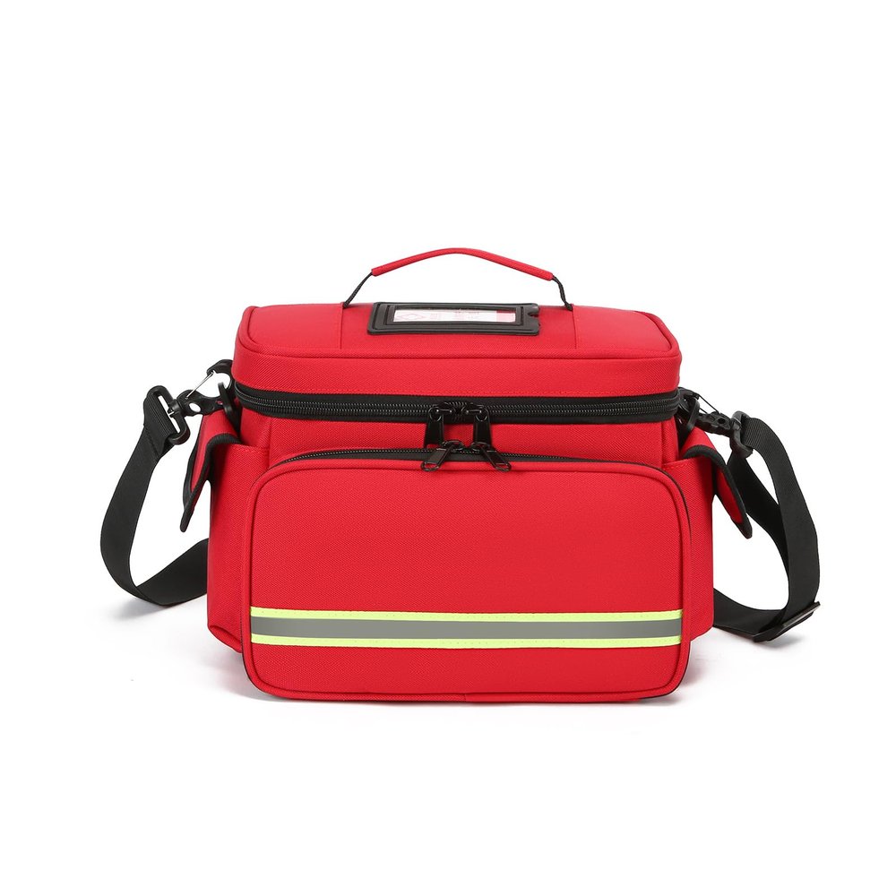 Lcoygia Family Medical Bag Empty,Double Layer Emergency Medical Supplies Bag,First Aid Bag,Medicine Storage Bag Suitable for Home or Travel Use (Red, Single Layer)