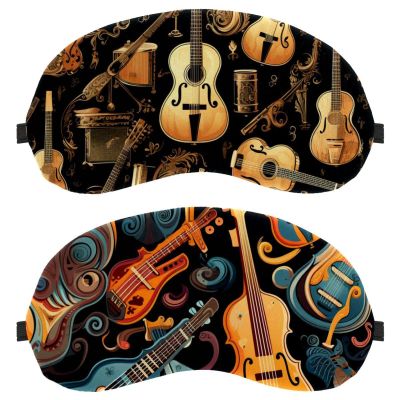 2 Pack Sleep Eye Mask for Women Men, Soft Breathable Eye Cove No Pressure Blackout Night Blindfold for Sleeping Light Blocking with Adjustable Strap, Colorful Musical Instruments C