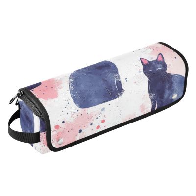Foiosoh Hair Tools Travel Bag with Iron Mat Portable Travel Carrying Case for Curling Iron Straightener Flat Hair Dryer, Funny Cat Chic Style White