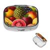 Fresh Juicy Fruits Pill Box 2 Compartment Square Portable Pill Case for Pocket or Purse Small Weekly Medicine Planner Travel Pillbox with Mirror Decorative Metal Vitamin Holder Gifts view 1