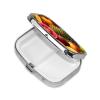 Fresh Juicy Fruits Pill Box 2 Compartment Square Portable Pill Case for Pocket or Purse Small Weekly Medicine Planner Travel Pillbox with Mirror Decorative Metal Vitamin Holder Gifts view 3
