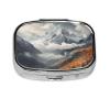 Mountain top Clouds Pill Box 2 Compartment Square Portable Pill Case for Pocket or Purse Small Weekly Medicine Planner Travel Pillbox with Mirror Decorative Metal Vitamin Holder Gifts view 2