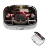 Classic Car Pill Box 2 Compartment Square Portable Pill Case for Pocket or Purse Small Weekly Medicine Planner Travel Pillbox with Mirror Decorative Metal Vitamin Holder Gifts view 1