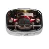 Classic Car Pill Box 2 Compartment Square Portable Pill Case for Pocket or Purse Small Weekly Medicine Planner Travel Pillbox with Mirror Decorative Metal Vitamin Holder Gifts view 2