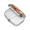 Funny Food Hamburgers and Mugs Pill Box 2 Compartment Square Portable Pill Case for Pocket or Purse Small Weekly Medicine Planner Travel Pillbox with Mirror Decorative Metal Vitamin Holder Gifts view 3