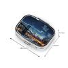 Moon Light New York City Pill Box 2 Compartment Square Portable Pill Case for Pocket or Purse Small Weekly Medicine Planner Travel Pillbox with Mirror Decorative Metal Vitamin Holder Gifts view 4