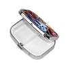 Magic Electric Guitar Music Pill Box 2 Compartment Square Portable Pill Case for Pocket or Purse Small Weekly Medicine Planner Travel Pillbox with Mirror Decorative Metal Vitamin Holder Gifts view 3