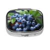 Delicious Blueberries Pill Box 2 Compartment Square Portable Pill Case for Pocket or Purse Small Weekly Medicine Planner Travel Pillbox with Mirror Decorative Metal Vitamin Holder Gifts view 2