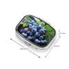 Delicious Blueberries Pill Box 2 Compartment Square Portable Pill Case for Pocket or Purse Small Weekly Medicine Planner Travel Pillbox with Mirror Decorative Metal Vitamin Holder Gifts view 4