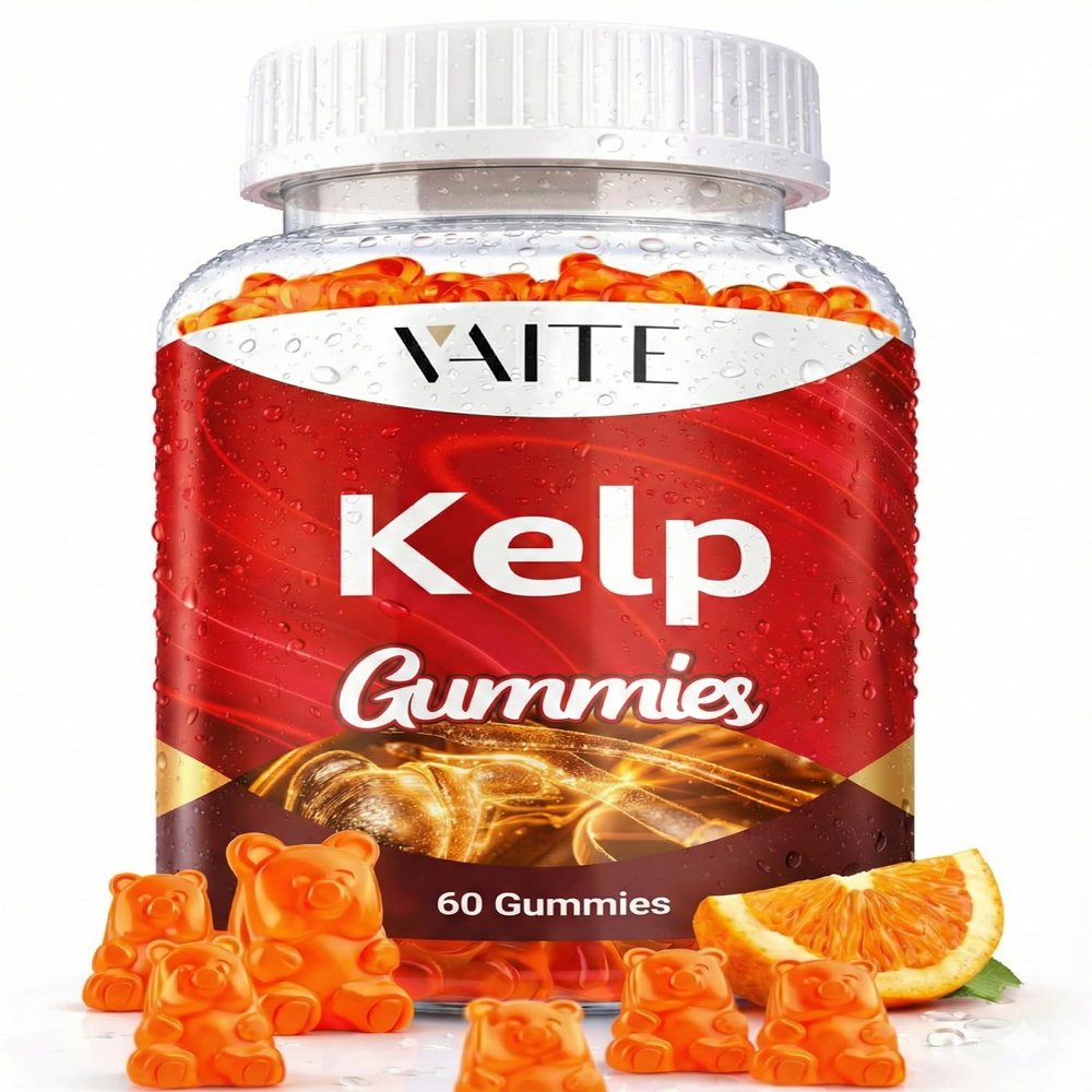 Kelp Supplement 1000mg Iodine Formula with Fucus, Marine Trace Minerals, Seaweed-Derived Plant-Based Gummies, Vegan-Friendly, Gluten-Free, Non-GMO, 60 Chewables for Women and Men, Daily Use