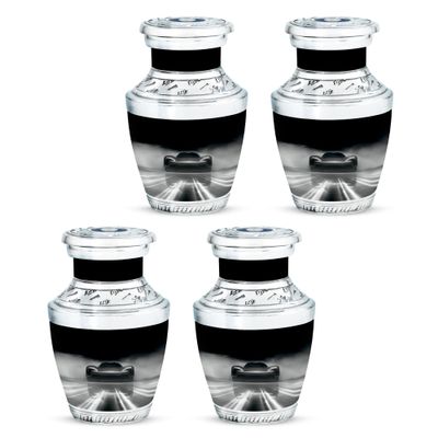 KARYLIZ Black Racer Car Urn for Ashes Adult Male Female - Cremation Keepsake Urns for Ashes - Funeral Urn Ashes - Memorial Urns for Human Ashes - Mini Funeral for Mom & Dad Decorative (3inch, 4Pc)