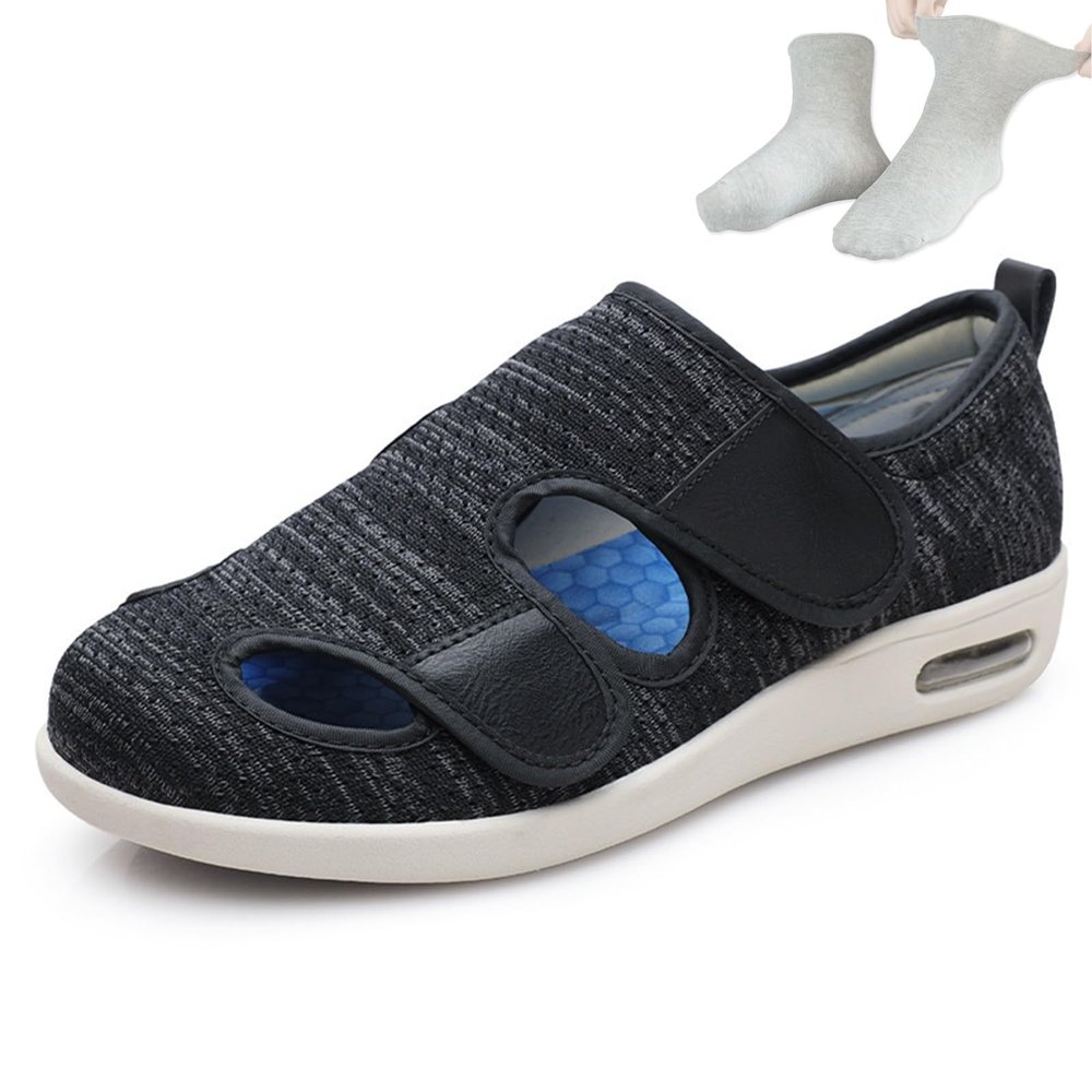LFFTBK Spring Diabetic Shoes,Wide Neuropathy Relief Extra Deep Orthopedic Shoes Gifts for Parents(Black,11US)