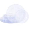 U-QE 60PCS Clear Plastic Plates - Fancy Beaded Plates Disposable Heavy Duty - Premium Hard Plastic Plate for Party, Wedding & Birthday Including 30 Dinner10 & 30 Dessert Plate 7" view 1