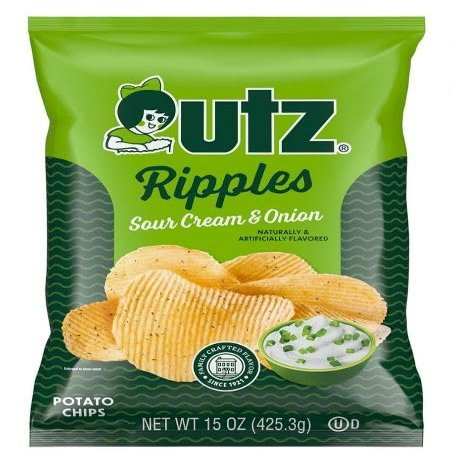 Utz Ripples Sour Cream and Onion Chips, 15 oz 1 Bag