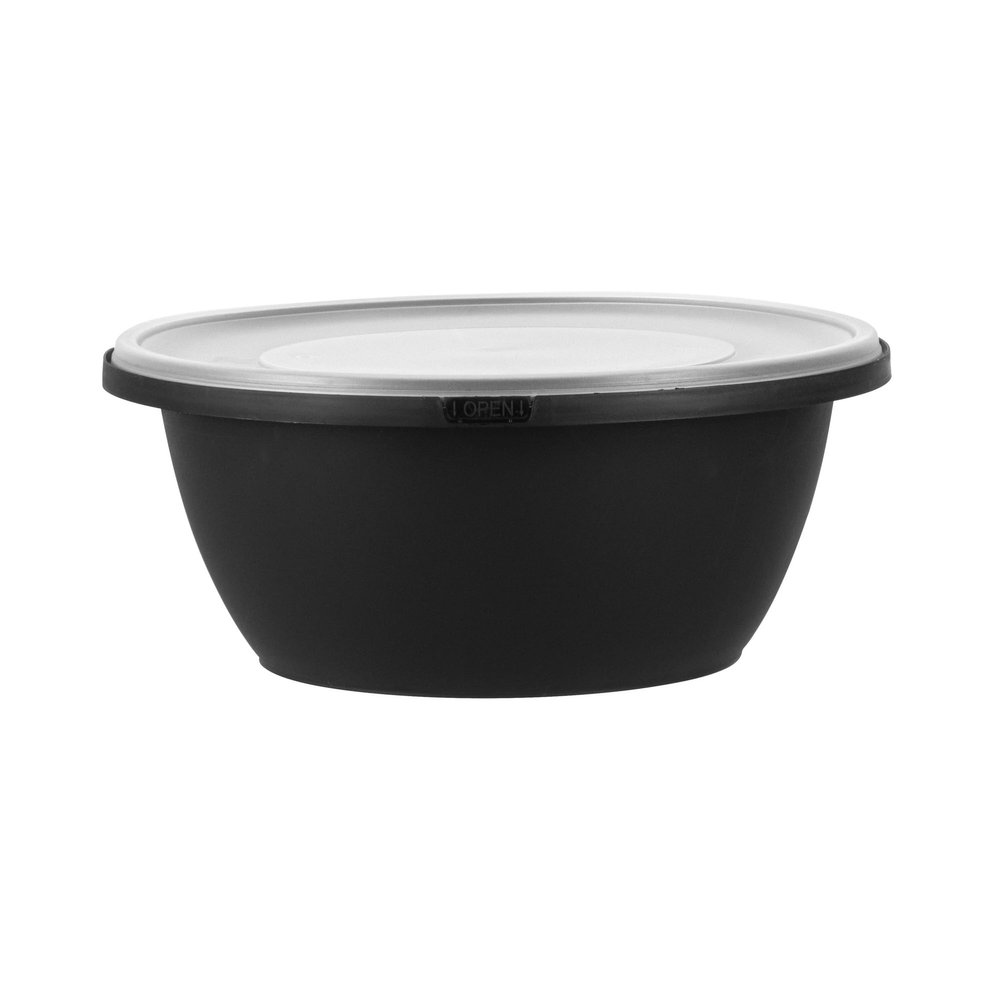 Restaurantware Microwavable Plastic Bowls 25 Count 51 Oz Leak-Proof Soup Containers Stackable Food Storage Bowls Round Black