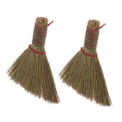 Didiseaon 2pcs Handheld Broom for Mini Desktop Cleaning Lightweight Cogon Grass Brush for Tea Tables Keyboards and Pet Areas Portable Sweeping Tool for Home Use