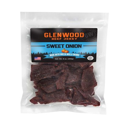 Glenwood Beef Jerky Sweet Onion Meat Snack 9 Ounce, Sweet Beef Jerky with Walla Walla Onion, Made in the USA