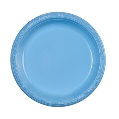 EcoQuality 9 inch Light Blue Plastic Dinner Plates Heavy-Duty Disposable Party Plates for Birthdays, BBQs, Picnics & Events for Catering, Weddings, and Holiday Gatherings (60)