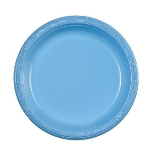 EcoQuality 9 inch Light Blue Plastic Dinner Plates Heavy-Duty Disposable Party Plates for Birthdays, BBQs, Picnics & Events for Catering, Weddings, and Holiday Gatherings (60)